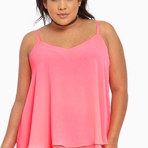 Torrid double layer sheer hot pink cami